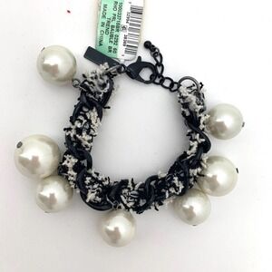INC Women’s Bauble Black & White Bracelet Faux Pearl NEW